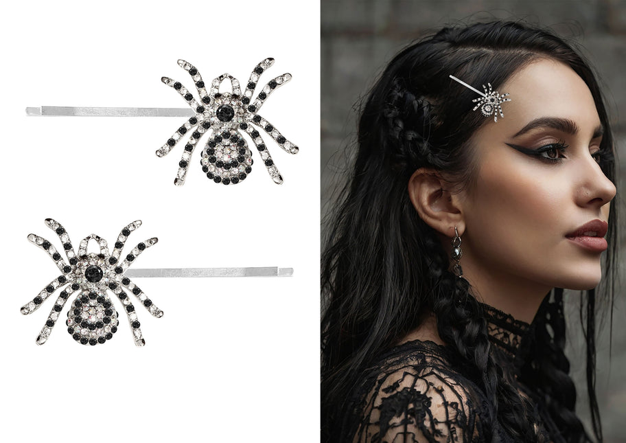Spille per capelli Halloween Spider 7,5 cm 2 pezzi