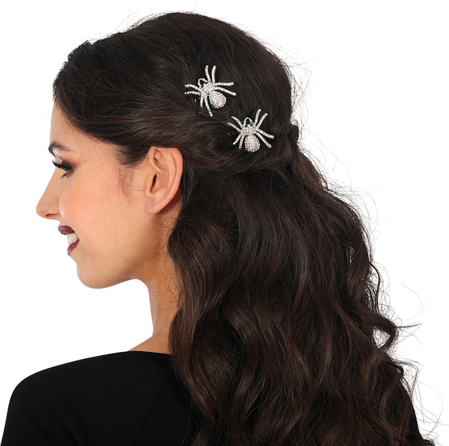Spille per capelli Halloween Spider 7,5 cm 2 pezzi