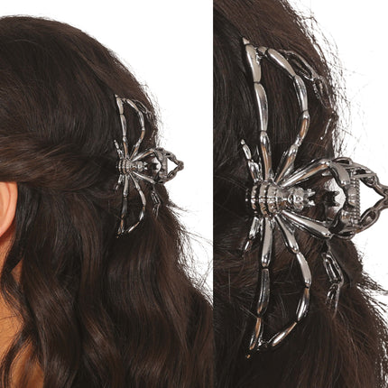 Fermaglio per capelli di Halloween Ragno nero in metallo