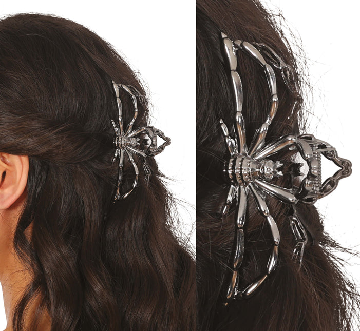 Fermaglio per capelli di Halloween Ragno nero in metallo