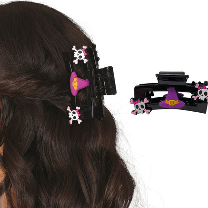 Fermaglio per capelli di Halloween Teschio rosa 2 pezzi