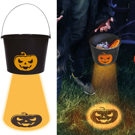 Zucca a secchiello di Halloween con luce 20 cm