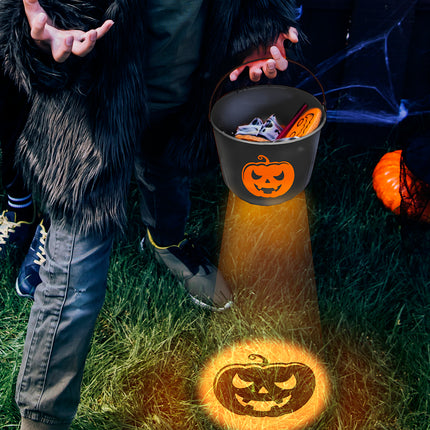 Zucca a secchiello di Halloween con luce 20 cm