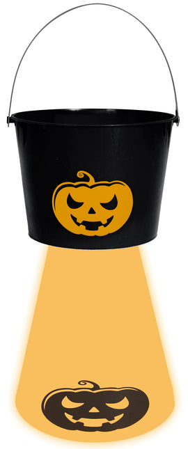 Zucca a secchiello di Halloween con luce 20 cm
