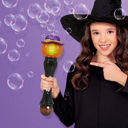 Zucca con bacchetta magica di Halloween con luci e suoni 32 cm