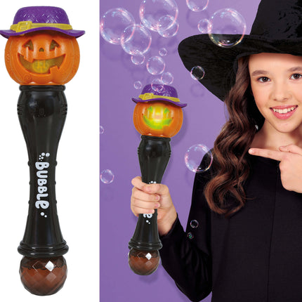 Zucca con bacchetta magica di Halloween con luci e suoni 32 cm