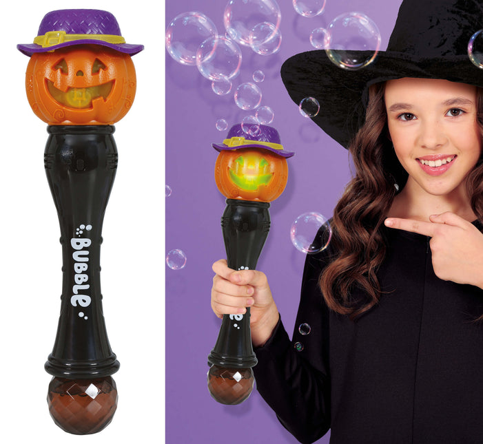 Zucca con bacchetta magica di Halloween con luci e suoni 32 cm