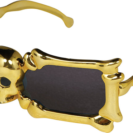 Scheletro con occhiali d'oro