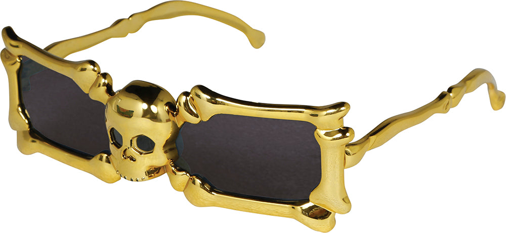Scheletro con occhiali d'oro