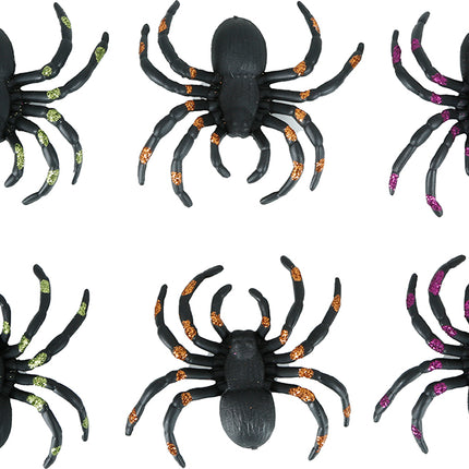 Ragno finto nero glitterato 7cm 6pz