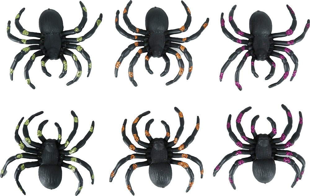 Ragno finto nero glitterato 7cm 6pz