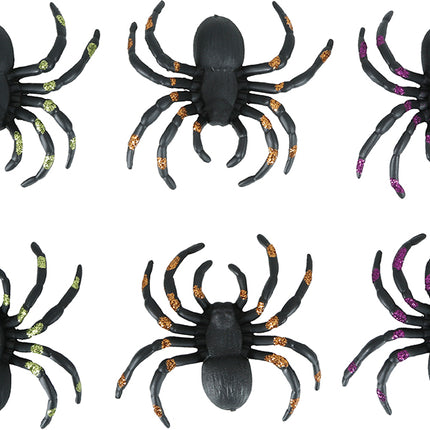 Ragno finto nero glitterato 7cm 6pz