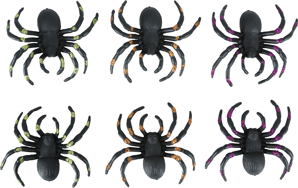 Ragno finto nero glitterato 7cm 6pz