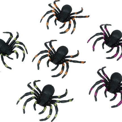 Ragno finto nero glitterato 7cm 6pz
