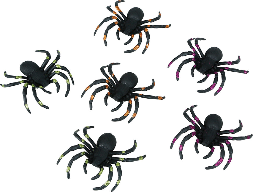 Ragno finto nero glitterato 7cm 6pz
