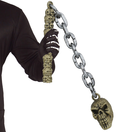Arma finta di Halloween con teschio su catena 84cm