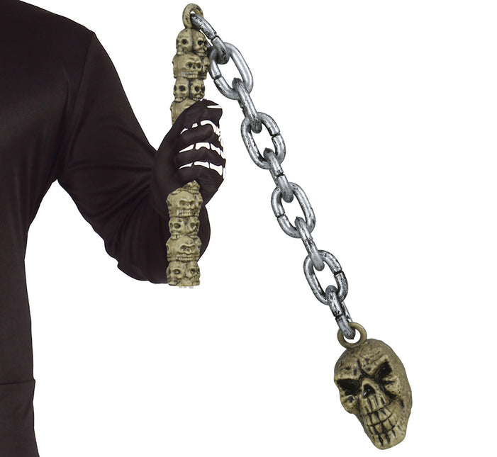 Arma finta di Halloween con teschio su catena 84cm