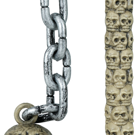 Arma finta di Halloween con teschio su catena 84cm