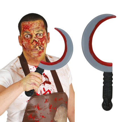 Coltello finto di Halloween a mezzaluna 35 cm