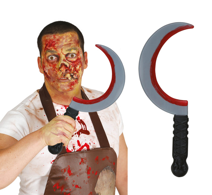Coltello finto di Halloween a mezzaluna 35 cm