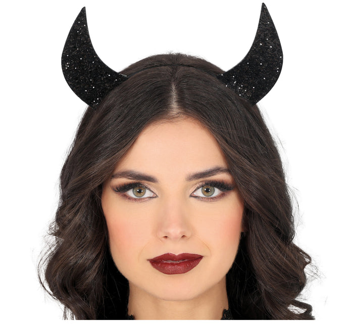 Cerchietto nero Devil Glitter