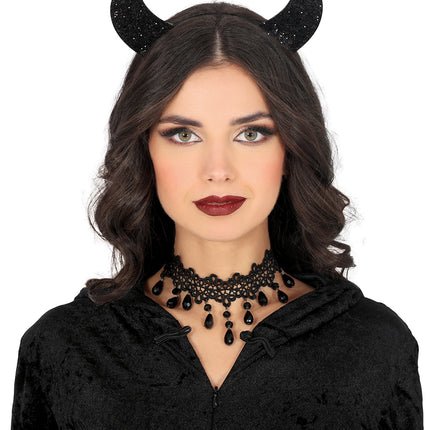 Cerchietto nero Devil Glitter