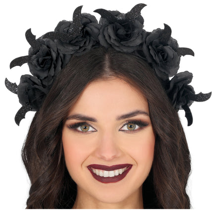 Cerchietto floreale nero