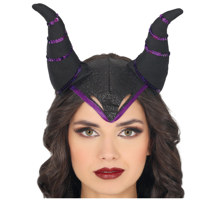 Cerchietto di Halloween con corna nere e viola