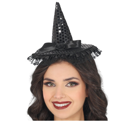 Cerchietto nero per capelli mini cappello da strega
