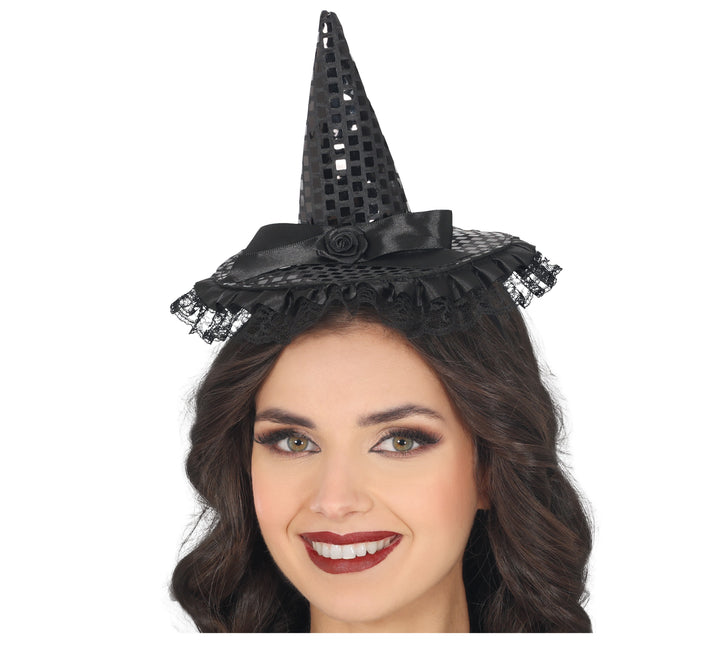 Cerchietto nero per capelli mini cappello da strega