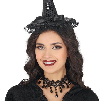 Cerchietto nero per capelli mini cappello da strega