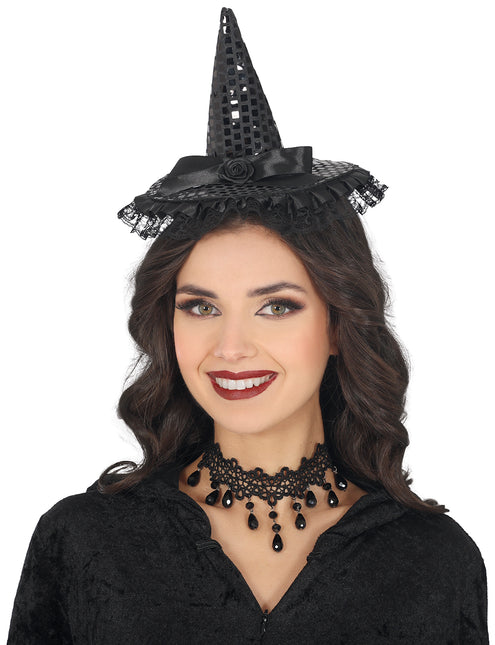 Cerchietto nero per capelli mini cappello da strega