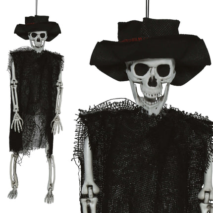 Scheletro di Halloween con cappello 47 cm