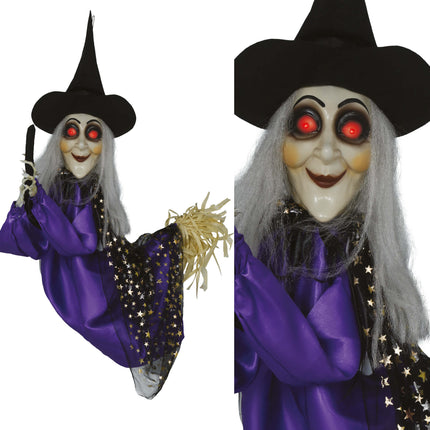 Bambola strega di Halloween con luci, suoni e movimenti 75 cm