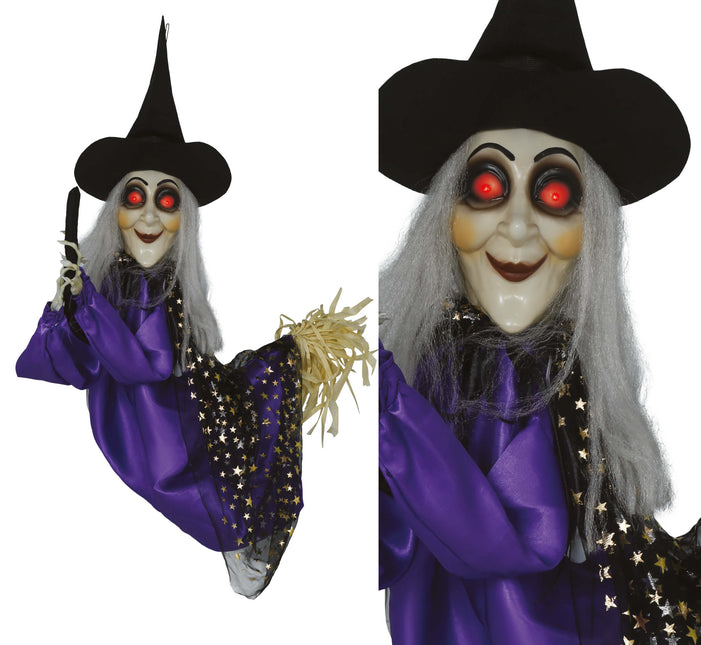 Bambola strega di Halloween con luci, suoni e movimenti 75 cm