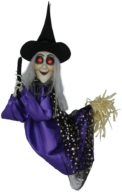 Bambola strega di Halloween con luci, suoni e movimenti 75 cm