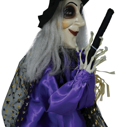Bambola strega di Halloween con luci, suoni e movimenti 75 cm