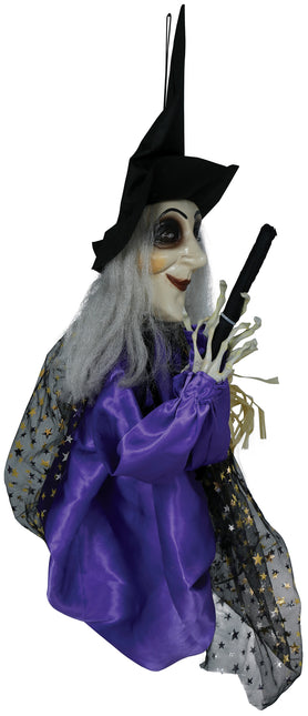 Bambola strega di Halloween con luci, suoni e movimenti 75 cm