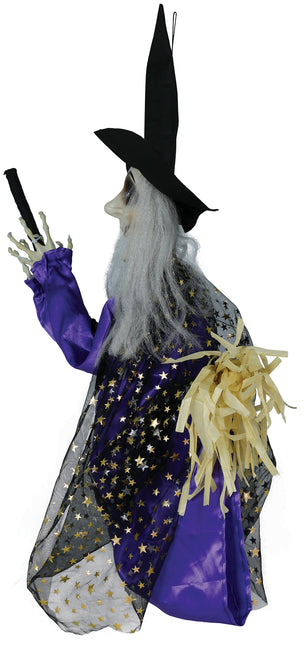 Bambola strega di Halloween con luci, suoni e movimenti 75 cm