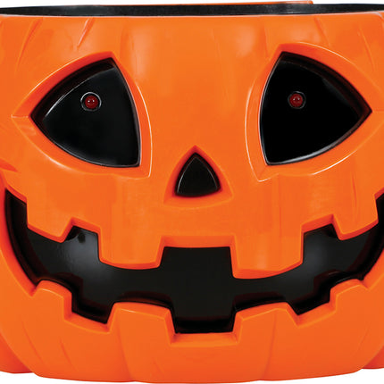 Zucca a scodella di Halloween con luce, suono e movimento 15 cm