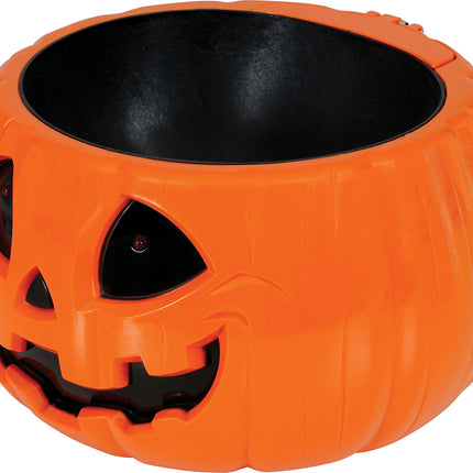 Zucca a scodella di Halloween con luce, suono e movimento 15 cm