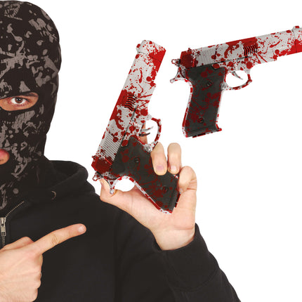 Pistola finta di Halloween con sangue 24 cm
