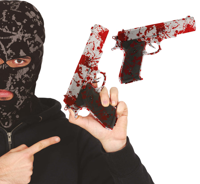Pistola finta di Halloween con sangue 24 cm