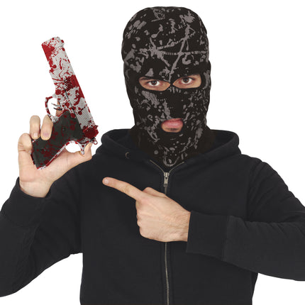 Pistola finta di Halloween con sangue 24 cm