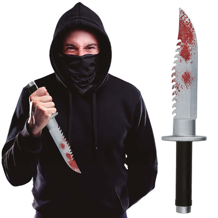 Machete finto di Halloween insanguinato 33 cm