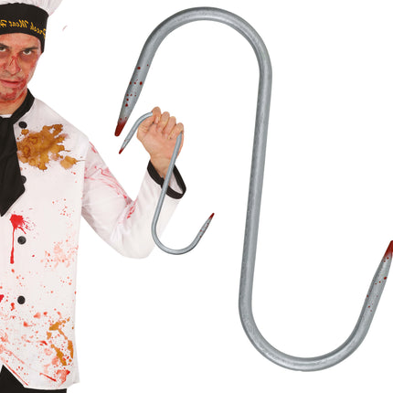 Gancio finto d'argento con sangue 33 cm