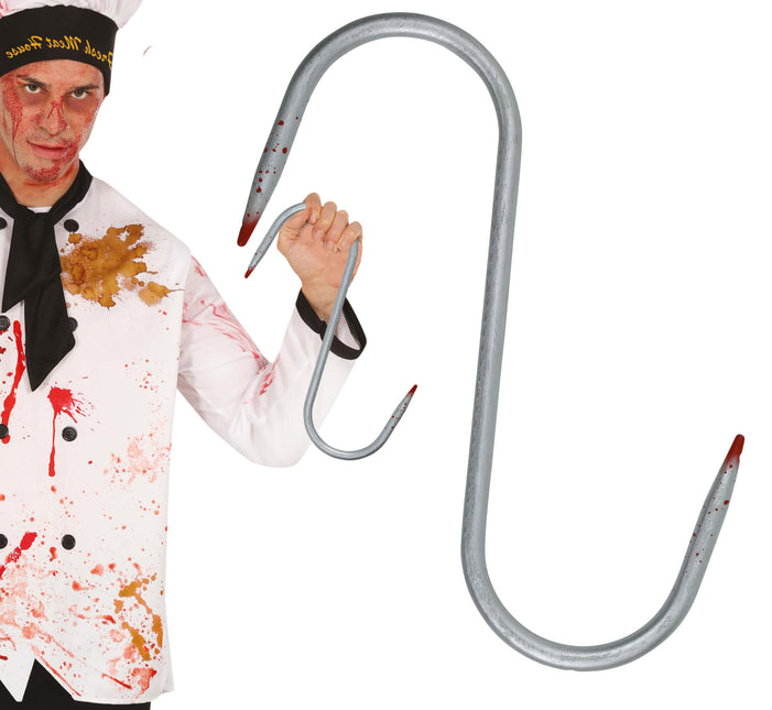 Gancio finto d'argento con sangue 33 cm