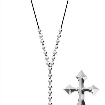 Collana d'argento con croce e perle d'argento