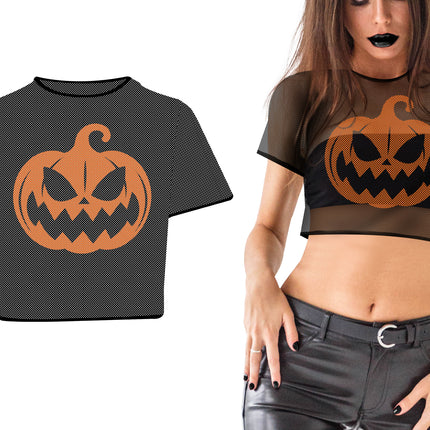Camicia Zucca nera con zucca arancione