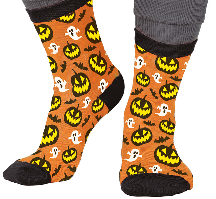 Calzini di Halloween con zucca e fantasmi